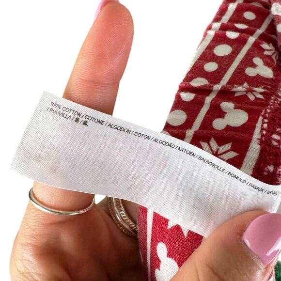 Disney Store Unisex XL Red White Mickey Snowflake Christmas Pajama PJ Pants - Picture 6 of 7